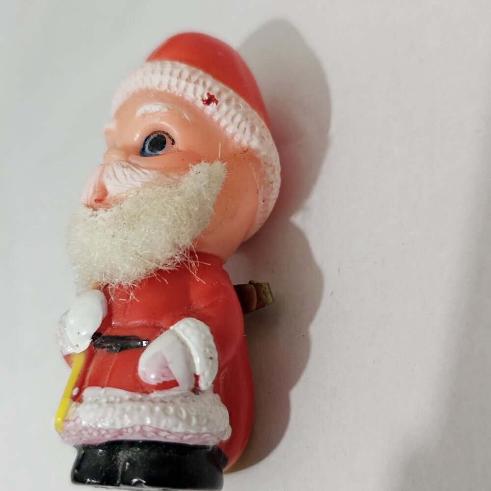Santa Claus Pin 3" Vintage 1950s Plastic Brooch Christmas Holiday Made In Japan - Picture 4 of 11